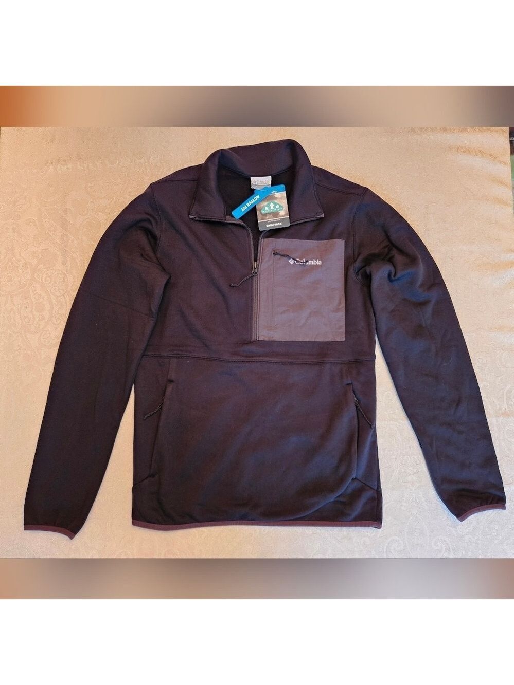Columbia Bretten Park Half Zip Fleece, Black Men's Small, NWT